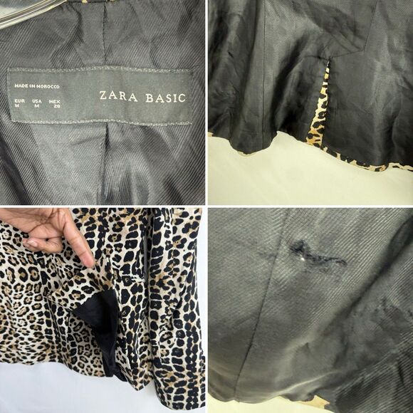 Zara Basics Jacket Size M Leopard Print Stretch Fitted Jersey Viscose - Picture 9 of 16